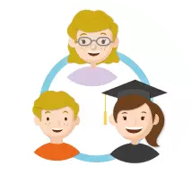 An icon of a tutor parent and child to working together